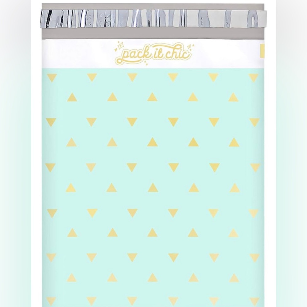 Mint Polymailers with Triangle Design - 10 by 13” Set of 20 - Picture 3 of 3